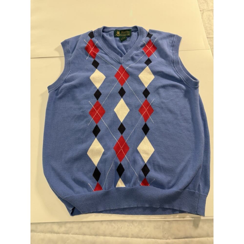 Mens Brooks Brothers size small Blue & Argyle Pattern 100% Cotton Sweater Vest